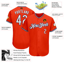 Load image into Gallery viewer, Custom Orange White-Navy Authentic Baseball Jersey
