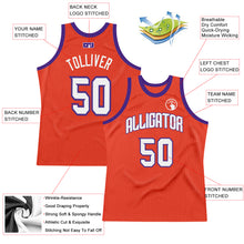 Load image into Gallery viewer, Custom Orange White-Purple Authentic Throwback Basketball Jersey