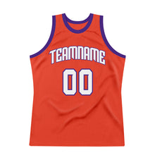 Load image into Gallery viewer, Custom Orange White-Purple Authentic Throwback Basketball Jersey