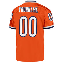 Load image into Gallery viewer, Custom Orange White-Navy Mesh Authentic Throwback Football Jersey
