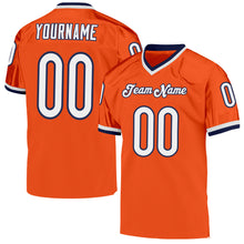 Load image into Gallery viewer, Custom Orange White-Navy Mesh Authentic Throwback Football Jersey