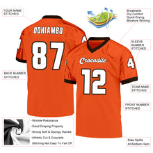 Load image into Gallery viewer, Custom Orange White-Brown Mesh Authentic Throwback Football Jersey