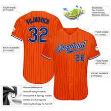 Load image into Gallery viewer, Custom Orange Black Pinstripe Royal-Black Authentic Baseball Jersey
