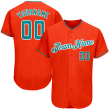 Load image into Gallery viewer, Custom Orange Teal-White Authentic Baseball Jersey