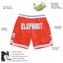 Laden Sie das Bild in den Galerie-Viewer, Custom Orange White-Light Blue Authentic Throwback Basketball Shorts