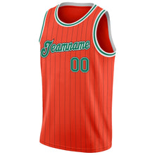 Charger l'image dans la galerie, Custom Orange Black Pinstripe Kelly Green-White Authentic Basketball Jersey