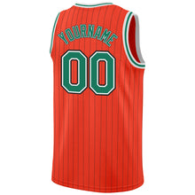 Charger l'image dans la galerie, Custom Orange Black Pinstripe Kelly Green-White Authentic Basketball Jersey