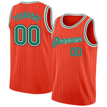 Charger l'image dans la galerie, Custom Orange Black Pinstripe Kelly Green-White Authentic Basketball Jersey