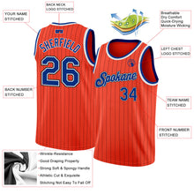 Load image into Gallery viewer, Custom Orange Black Pinstripe Royal-White Authentic Basketball Jersey