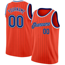 Load image into Gallery viewer, Custom Orange Black Pinstripe Royal-White Authentic Basketball Jersey