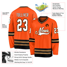 Load image into Gallery viewer, Custom Orange White-Black Hockey Jersey