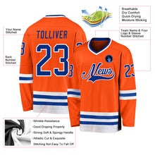 Load image into Gallery viewer, Custom Orange Royal-White Hockey Jersey