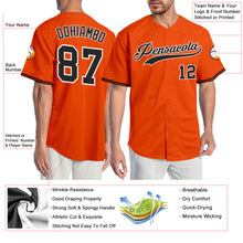 Load image into Gallery viewer, Custom Orange Black-White Authentic Baseball Jersey