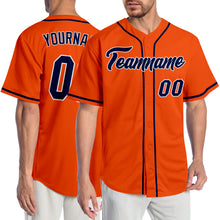 Load image into Gallery viewer, Custom Orange Navy-White Authentic Baseball Jersey