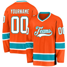 Charger l'image dans la galerie, Custom Orange White-Teal Hockey Jersey