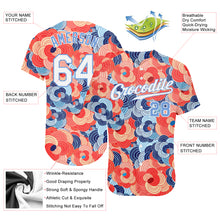 Загрузить изображение в средство просмотра галереи, Custom Orange White-Light Blue 3D Pattern Design Flowers Authentic Baseball Jersey