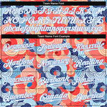 Загрузить изображение в средство просмотра галереи, Custom Orange White-Light Blue 3D Pattern Design Flowers Authentic Baseball Jersey