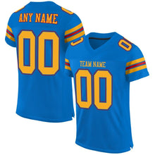 Load image into Gallery viewer, Custom Panther Blue Gold-Red Mesh Authentic Football Jersey