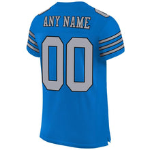 Charger l'image dans la galerie, Custom Panther Blue Light Gray-Black Mesh Authentic Football Jersey