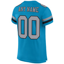 Charger l'image dans la galerie, Custom Panther Blue Light Gray-Black Mesh Authentic Football Jersey