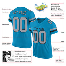 Charger l'image dans la galerie, Custom Panther Blue Light Gray-Black Mesh Authentic Football Jersey
