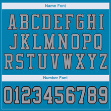 Charger l'image dans la galerie, Custom Panther Blue Light Gray-Black Mesh Authentic Football Jersey