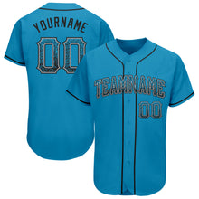 Load image into Gallery viewer, Custom Panther Blue Black-Gray Authentic Drift Fashion Baseball Jersey