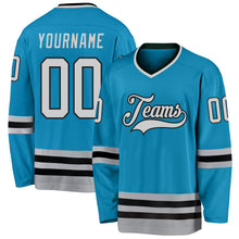 Load image into Gallery viewer, Custom Panther Blue Gray-Black Hockey Jersey