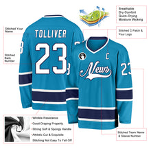 Charger l'image dans la galerie, Custom Panther Blue White-Navy Hockey Jersey
