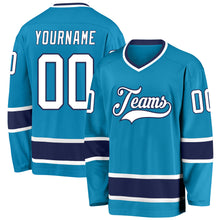 Charger l'image dans la galerie, Custom Panther Blue White-Navy Hockey Jersey