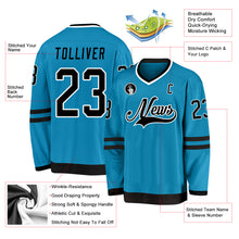Laden Sie das Bild in den Galerie-Viewer, Custom Panther Blue Black-White Hockey Jersey