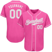 Laden Sie das Bild in den Galerie-Viewer, Custom Pink White Authentic Baseball Jersey
