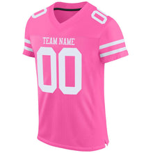 Laden Sie das Bild in den Galerie-Viewer, Custom Pink White Mesh Authentic Football Jersey