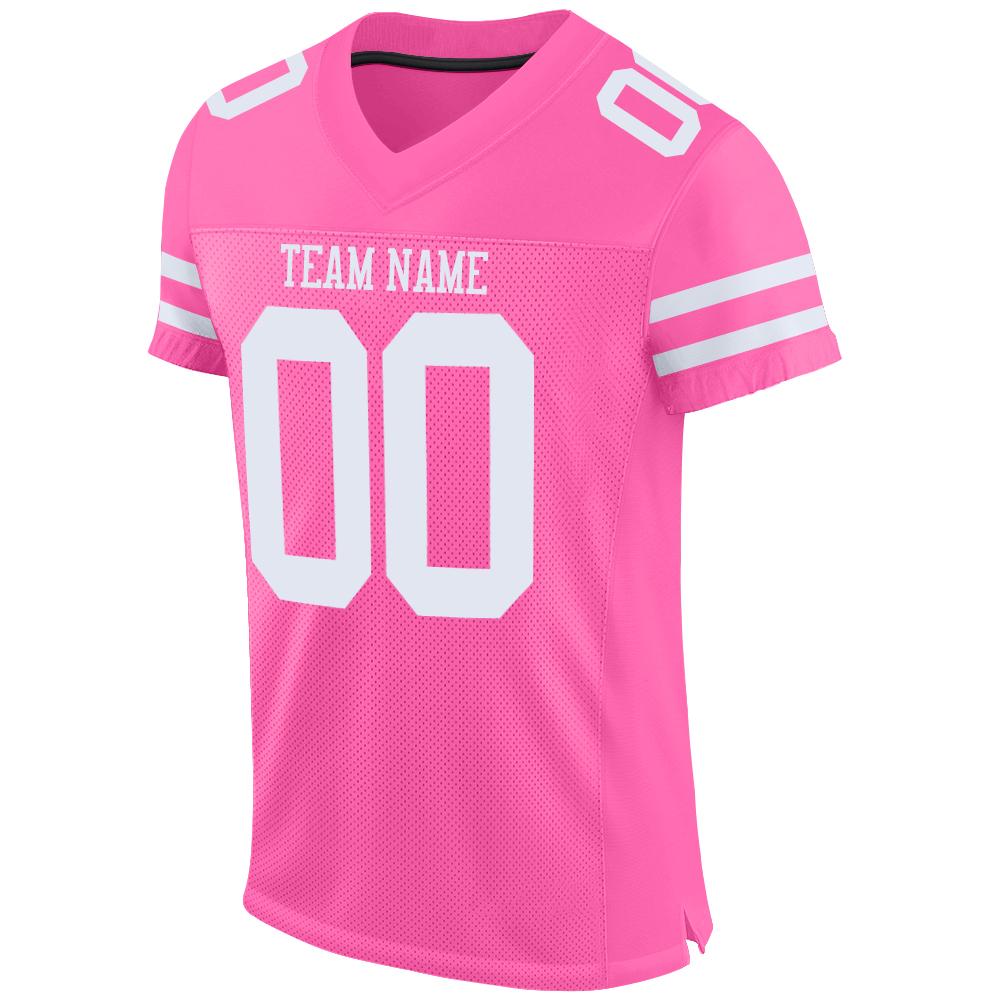 Custom Grass Green Pink-White Mesh Authentic Football Jersey Men's Size:L