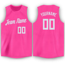 Загрузить изображение в средство просмотра галереи, Custom Pink White Round Neck Basketball Jersey