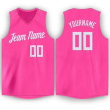 Load image into Gallery viewer, Custom Pink White V-Neck Basketball Jersey