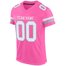 Laden Sie das Bild in den Galerie-Viewer, Custom Pink White-Light Gray Mesh Authentic Football Jersey