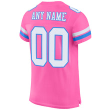Load image into Gallery viewer, Custom Pink White-Powder Blue Mesh Authentic Football Jersey