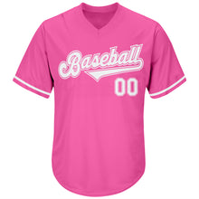 Загрузить изображение в средство просмотра галереи, Custom Pink White Authentic Throwback Rib-Knit Baseball Jersey Shirt