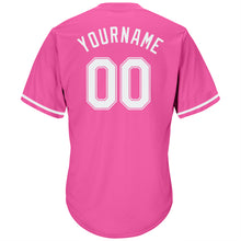 Загрузить изображение в средство просмотра галереи, Custom Pink White Authentic Throwback Rib-Knit Baseball Jersey Shirt