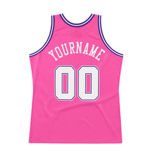 Загрузить изображение в средство просмотра галереи, Custom Pink White-Purple Authentic Throwback Basketball Jersey