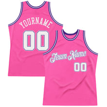 Загрузить изображение в средство просмотра галереи, Custom Pink White-Purple Authentic Throwback Basketball Jersey