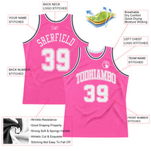 Загрузить изображение в средство просмотра галереи, Custom Pink White-Black Authentic Throwback Basketball Jersey