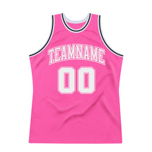Загрузить изображение в средство просмотра галереи, Custom Pink White-Black Authentic Throwback Basketball Jersey
