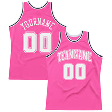 Загрузить изображение в средство просмотра галереи, Custom Pink White-Black Authentic Throwback Basketball Jersey