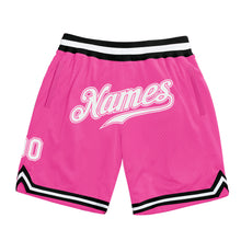 Load image into Gallery viewer, Custom Pink White-Black Authentic Throwback Basketball Shorts