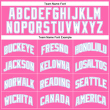 Laden Sie das Bild in den Galerie-Viewer, Custom Pink White-Light Blue Authentic Throwback Basketball Jersey