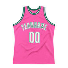 Charger l'image dans la galerie, Custom Pink White-Kelly Green Authentic Throwback Basketball Jersey
