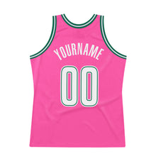 Charger l'image dans la galerie, Custom Pink White-Kelly Green Authentic Throwback Basketball Jersey