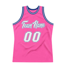 Laden Sie das Bild in den Galerie-Viewer, Custom Pink White-Royal Authentic Throwback Basketball Jersey